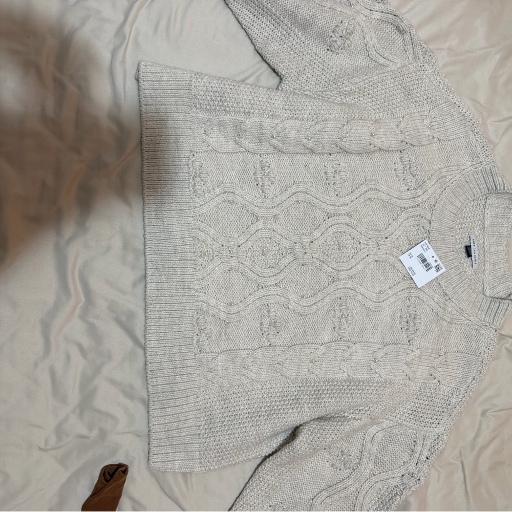 American Eagle Outfitters Cream Cable Knit Sweater